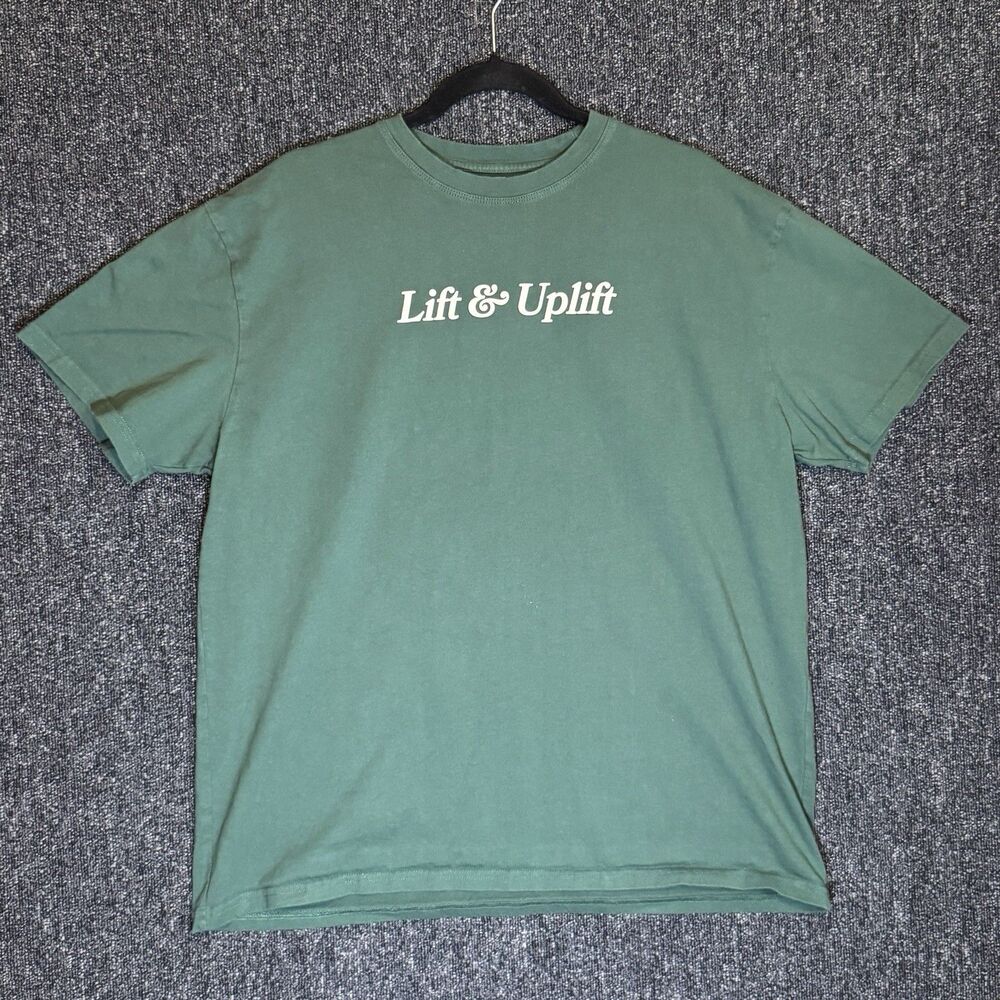 The Lifting Society Lift & Uplift Men’s Graphic T Shirt Green Size XLarge‎